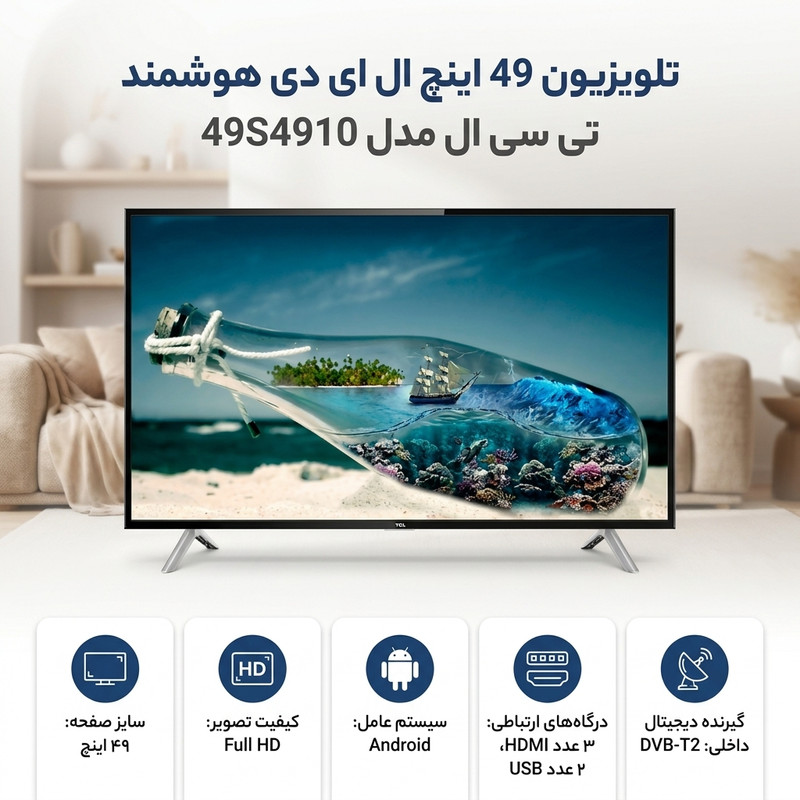 تلویزیون 49 اینچ ال ای دی هوشمند تی سی ال مدل 49S4910